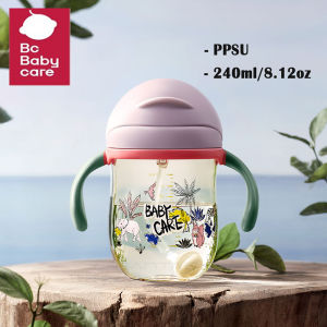 FANTASY E LIFE Bc Babycare Baby KID SIPPY CUP with Straw Gravity Ball 6-36M Infant Training Water Bottle Sports Drinking BPA Free Leakproof PPSU/Tritan 240ml