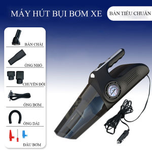 Máy hút bụi xe ô tô cầm tay đa năng tích hợp bơm lốp ô tô cao áp 4 trong 1 - hút bụi bơm lốp đo áp suất lốp đèn pin