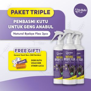 PAKET TRIPLE - Pembasmi Kutu Kucing Alami Natural ByeBye Flea By Dr.Bulu
