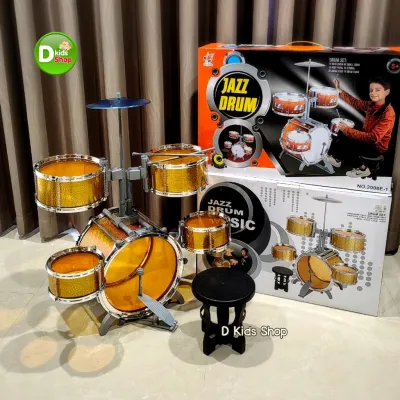 Smile กลองของเด็กเล่น 5 ใบ JAZZ DRUM MUSIC พร้อมเก้าอี้ กลองชุดเด็ก กลองเด็กเล่น ชุดกลองเด็ก ชุดกลอง VR8008E