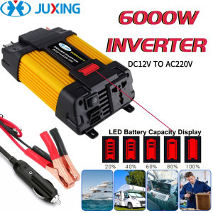 JUXING Car Power Inverter 6000W DC 12V to AC 220V Dual USB Ports For Phone Charger Emergency Power Supply