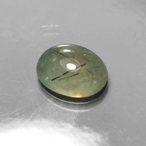 7.35 ct พลอยแท้ พลอยดิบ พรีไนต์ (Prehnite) ทรงไข่หลังเบี้ย สีเขียว แอฟริกา