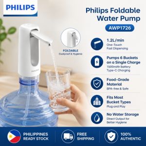 Philips Foldable Water Pump - 1.2L/min Quick Dispensing 1500mAh Food-Grade BPA-Free Dustproof