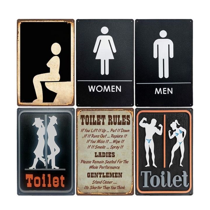 Toilet Tin Signs Vintage Metal Toilettes Plaque WC Poster Bar Pub ...