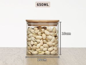 Toples Kaca Tutup Kayu Jar Kedap Udara One Two Cups Tempat Penyimpanan Makanan Kue Kering Perlengkapan Bumbu Dapur