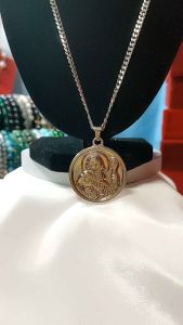 ST. BENEDICT STAINLESS SILVER NON TARNISH NECKLACE FOR PROTECTION AGAINST EVIL 1.5in. Medal 23in Long