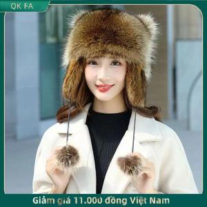 QK FA ✨ Dễ Thương Raccoon Đuôi Sang Trọng Cap Phụ Nữ Mùa Đông Windproof Dày Ấm Tai Thời Trang Ngoài Trời Tai Flaps Máy Bay Ném Bom Hat Nga Hat
