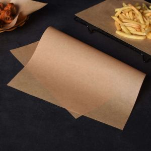 100pcs Kraft Parchment Paper  Unbleached Kraft Parchment Paper Oil Absorbent Waterproof Wax Paper Food Safe Rectangular Baking Liner Ideal For Oven Baking Food Wrapping Oil Isolation Daily Kitchen Baking Use