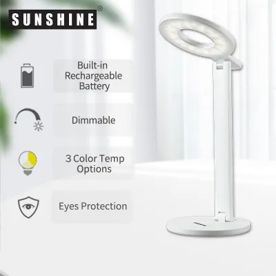 SUNSHINE ECO SMART LED Desk Table Lamp 3 Color Temperature Dimming Reading Study Light Eye Protection Rechargeable Lamp
