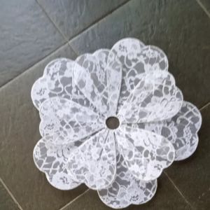 Kap lampu dekorasi Jogja kap lampu hias model hati kain brokat putih premium diameter besar