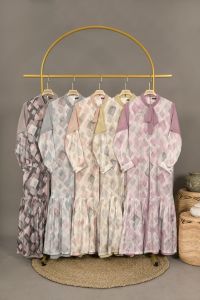 LUHANA - Naura Series Gamis Shimmer Print Mix Babydoll Armani Gamis Shimmer Babydoll Premium Terbaru