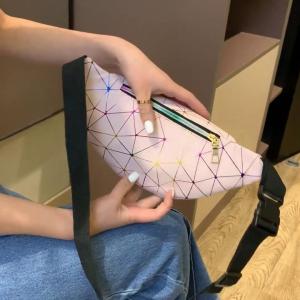 Belt Bag Purse Pouch Waist Bag Holographic Fanny Pack with PU Leather Shiny Festival Rave Bumbags for Ladies Travel Party Sports Running Hiking