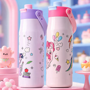 HoneyLion - My Little Pony School Water Bottle 700ml 316L Stainless Steel Leakproof Vacuum Flask with Carry Handle