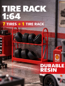 1:64 Resin Tire Rack Car Service Station Model with 7 Tires