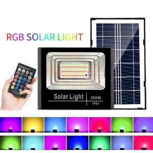 MIAOKA Solar LED Outdoor Light RGB Solar Flood Light with Remote Control 16 Colors+4 modes IP67 Waterproof Outdoor Street Light Colorful Solar Lamp for Yard Garden