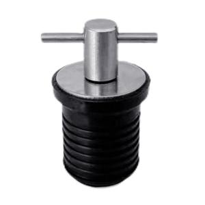 T-Handle Drain Plug For 1 Inch or 1-1/4 inch Diameter Drains Locks in Place Brass Handle Rubber Plug