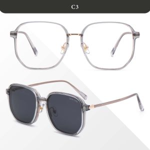 SSON TVTE Kacamata Clip On Geometric Polarized TR Metal Anti Blueray Photocromic Bluecromic TP1022