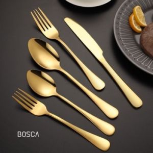 Bosca Living - Sendok Garpu Pisau Makan Gold / Alat Makan Gold Mewah / Set isi 4 Stainless Gold