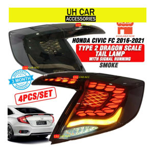 Honda Civic FC 2016 - 2021 Type 2 Dragon Scale Tail Lamp With Signal Running ( Smoke )