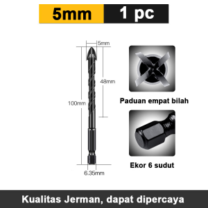 Monake German Mata Bor Silang 5-12MM (COD)multifungsi black cross head Mata Bor Cross Drill Bit Hex Bahan Alloy Untuk Melubangi Kaca/Keramik/Beton