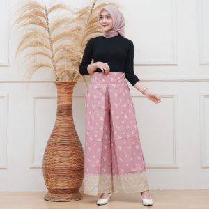 [KL Ready Stock] Batik Printed Palazzo Pants Celana Kulot Corak Kain Batik Model Layer Seluar Model Terbaru Floral Pants
