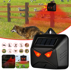 LF ready stock Outdoor Animal Repeller Solar Power Battery LED Flashing Light Dog Pet Bird Repellent 120° Sensor Waterproof for Garden Yarn