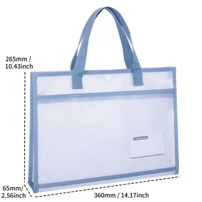 Transparent Tutoring Bag Long File Bag with Handle Waterproof Book Bag for Students Mesh Tuition Bag