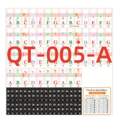 Transparent Piano Keyboard Stickers Electronic Keyboard Key Piano Stave Note Sticker Symbol for White 49/54/61/88 color
