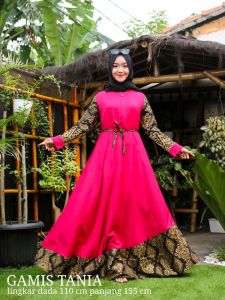 DRESS MUSLIM CASUAL PESTA GAMIS BATIK PRADA KOMBINASI TANIA DIJA