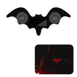INTOONE Bat Shaped Car Neon Lights Solar Powered Suction Cup LED Car Window Lights  Wireless Atmosphere Breathing Lamp Car Decoration