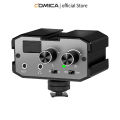 Comica CVM-AX1 DSLR Audio Adapter, Microphone Audio Mixer Adapter with Real-time Monitoring, Dual Channels 3.5mm Port Camera Mixer for Canon Nikon So-ny Panasonic DSLR Camera Camcorders. 