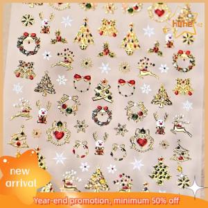 huhe ไฟสีสันสดใสสไตล์น่ารักสำหรับเทศกาลคริสต์มาสสติกเกอร์ติดเล็บลายจุดสำหรับตกแต่งเล็บรูปโบว์ตกแต่งเล็บ