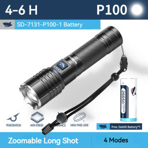 Smiling Shark SD7131 Powerful Torch Light M60 6000LM Super Bright Flashlight Stepless Dimming with Power Display Type-C Rechargeable Waterproof for Outdoor Emergency Hiking