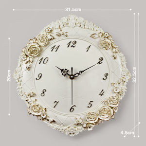 42CM European Beautiful Wall Clock Retro Style Clocks Quiet Hotel Home Decoration Living Room Quartz Needle