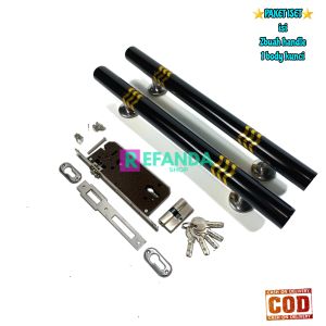 set lock body kunci dan 2buah gagang tarikan pintu panjang 33cm dan 45cm/handle pegangan pintu rumah minimalis bahan stainless untuk daun pintu 1/pintu kamar dan depan