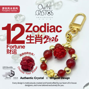 【OwniCrystos】2026 Fengshui Chinese Zodiac Carnelian Agate Cinnabar Natural crystal bag charm keychain