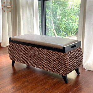 Vine woven storage stool storage stool that can be seated storage sofa stool household small stool shoe wearing stool doorstep shoe changing stool