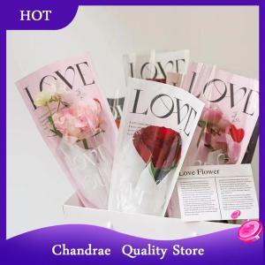 [Chandrae] 20pcs รักโปร่งใสกุหลาบบรรจุภัณฑ์ถุงดอกไม้ช่อพลาสติกช่อเดียวห่อกระดาษหนึ่งตรงถุงดอกไม้บรรจุภัณฑ์