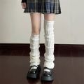 1 Pair Japanese Style JK Uniform Over Knee Leg Warmers White Stocking Spring Summer Thin Calf Cover Knitted Stockings. 