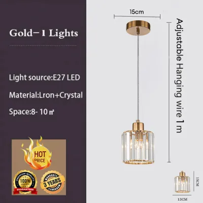 Pendant Light Crystal Round Lampshade Chandelier Modern Design Luxury Hang Light Adjustable Length Drop Light For Restaurant Living Room Dining Room Balcony Bar Kitchen Corridor Aisle Indoor Home Decor