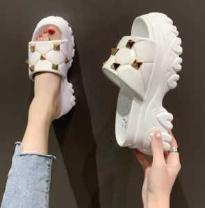 HR COLLECTION Sendal Wedges Wanita Wedges Kekinian Wedges Wanita Hak 5 Cm Wedges Wanita Fariasi Piramid BM 512