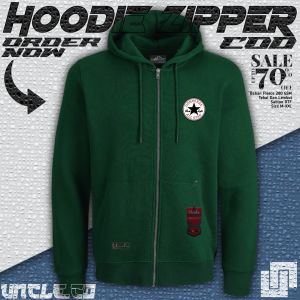UN Clothing - Sweater Hoodie Zipper Resleting Logo [Bahan Cotton Tebal Fleece Warna Tosca Size M-XXL] Bisa COD