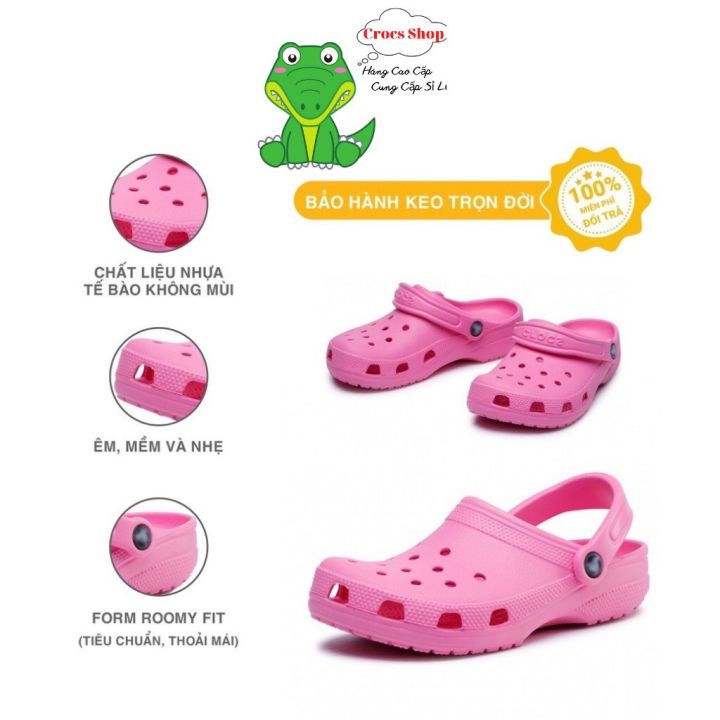 Dép sục crocs dòng classic cho bé màu hồng đủ size từ 21- giày