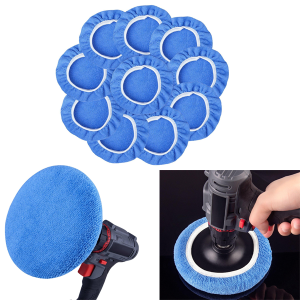 Car Polishing 10Pack Car Polisher Pad Bonnet (5 to 6 Inches) Soft Microfiber Polishing Bonnet Buffing Pad Cover Set