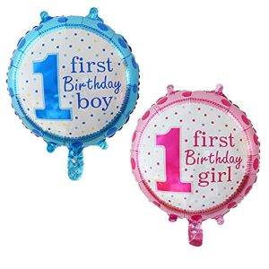 18Inch First Birthday Baby Boy Girl Round Foil Balloons for Happy Birthday Party Supplies