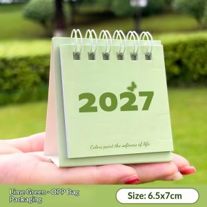 DAWEIF Twin-Wire Binding Mini Desktop Calendar Paper Freestanding Base Home Office Calendar  Thick Hard Cardboard Cover Monthly Desk Calendar Home Office