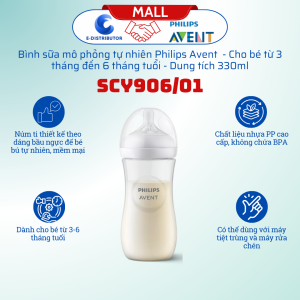 Bình sữa mô phỏng tự nhiên Philips Avent Natural Response SCY906/01 Cho bé từ 3-6 tháng tuổi - Hàng chính hãng