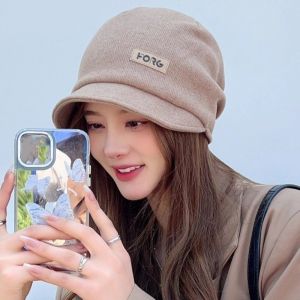 JPTD Soft Knitted Hat Thickened Korean Style Peaked Cap Fashion Elastic Beanies Winter