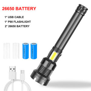 【Ready Stok】LumenBeam Senter LED Super Terang 90000 lumens Flashlight USB Type-C Rechargeable LED COB Senter Swat Taktis Cahaya Tahan Air Flashlight Untuk Berburu Mendaki Ikan Darurat Promosi Berkemah Luar Ruangan Pertahanan Diri
