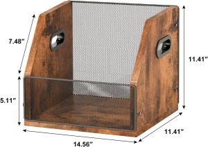 Vinyl Record Storage Rack Wooden Record Storage Box intage Record Display Holder Desktop Metal Stackable Shelf for for LP Photo Albums Files